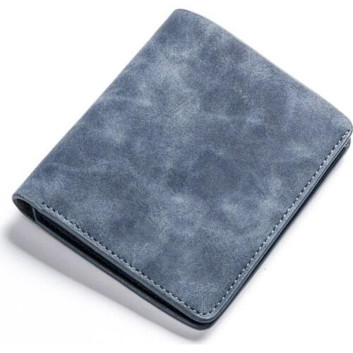 Vintage Men Short Wallet Money Cash Coin Purse Scrub PU Leather Billfold Pocket Credit Card Holder Cover Man Wallet Clip