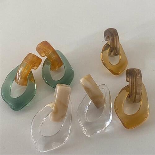 2020 Colorful Transparent Clear Resin Acrylic Water Drop Earrings Geometric Hollow Drop Earrings for Women Girls Jewelry