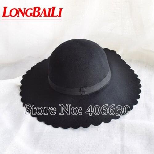 Winter Wool Felt Fedora Hats For Women Wide Brim Chapeu Floppy Hats Ladies Dress Church Hats Free Shipping PWFR092