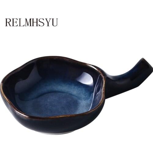 1PC RELMHSYU Japanese Style Retro Chopstick Holder Sauce Dish Condiment Ceramic Household