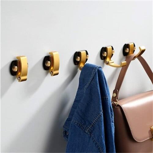 1pcs Gold Silver Invisible Bathroom Hooks Stainless Steel Fold Towel Hat Hook Door Hanger Wall Mounted Clothes Coat Hook E11769