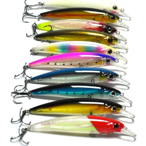 10pcs/lot 110mm 13.5g Hard Fishing Lures Sinking Minnow Rattle w/ Display Box