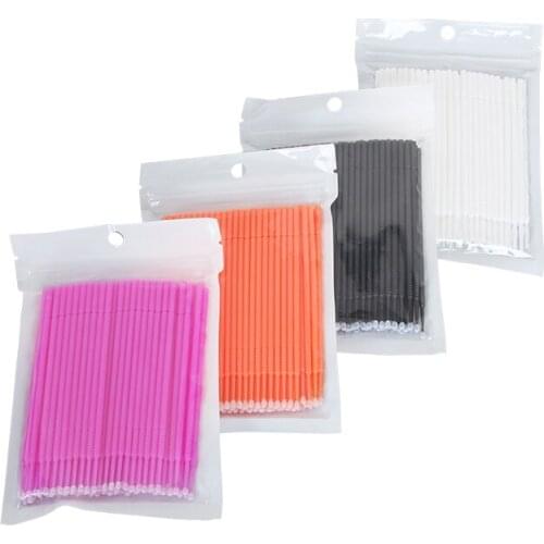 100PCS Disposable Makeup Tattoo Cotton Swab Mini Individual lash Applicators Mascara Brush Eyelash Extension for Makeup Tool