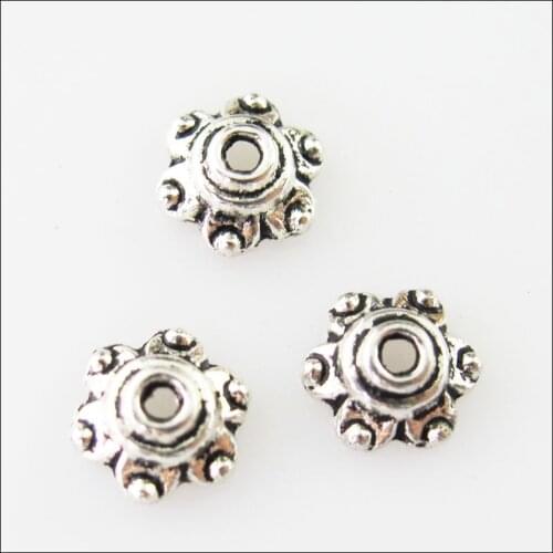140Pcs Tibetan Silver Tiny Flower End Bead Caps Connectors 7mm