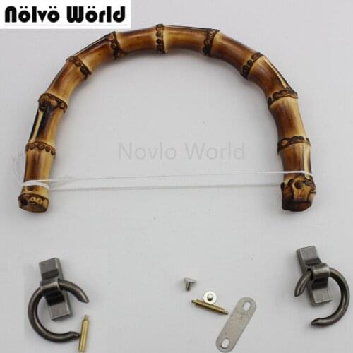 2-10-20 pieces,15.5X12cm 2 Types hole Natural bamboo handles for bags,nature real bamboo handle for high price bags purse