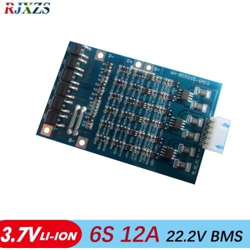 6S 12A /5A 22.2V li-ion BMS PCM battery protection board bms pcm with balancing for LicoO2 Limn2O4 li battery