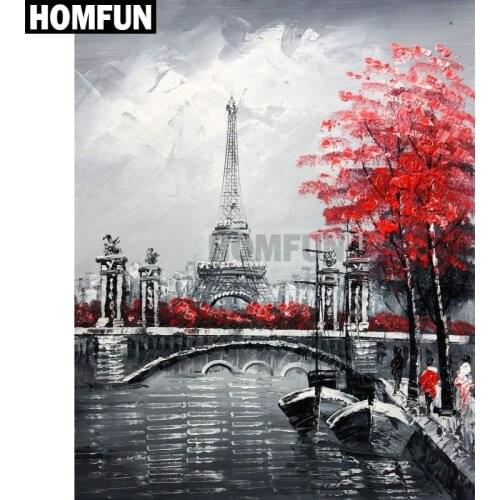 HOMFUN Full Square/Round Drill 5D DIY Diamond Painting "Eiffel Tower" Embroidery Cross Stitch 3D Home Decor Gift A02570