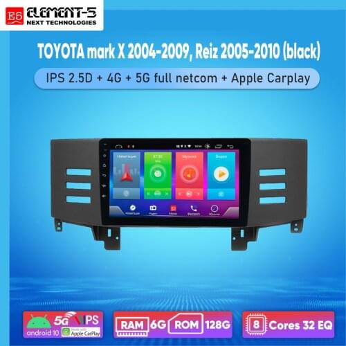 ELEMENT-5 9" 2G+32G Android 10 4G WIFI RDS DSP Car Radio For TOYOTA mark X 2004-2009, Reiz 2005-2010 Navigation GPS HIFI