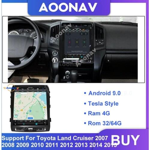 Car radio video player tesla style vertical touch screen For-Toyota LAND CRUISER 2007-2015 support pure around view camera