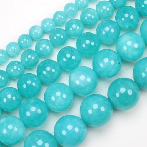 Free shipping ,Natural Blue Amazonite Jades ,6-14mm Round beads , For DIY Necklace Bracelat Jewelry Making