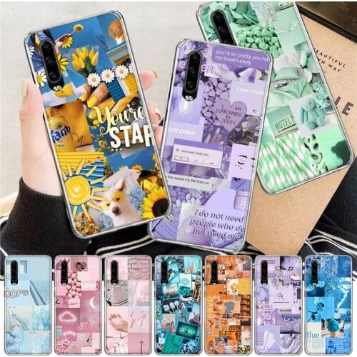 Aesthetic Collage Cute Abstract Art Soft Cover Phone Case For Huawei P30 P20 P10 P40 Mate 30 20 10 Pro Lite P Smart Z Plus + Cus