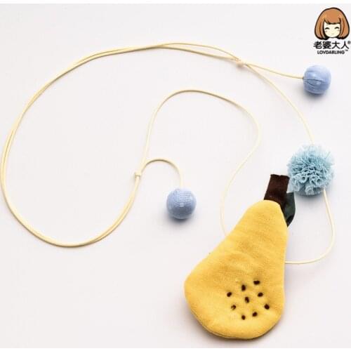 Korean-Style Fabric Fruit Pear Cute Mesh Ball Childrens Long Necklace Childrens Ornaments Accessories