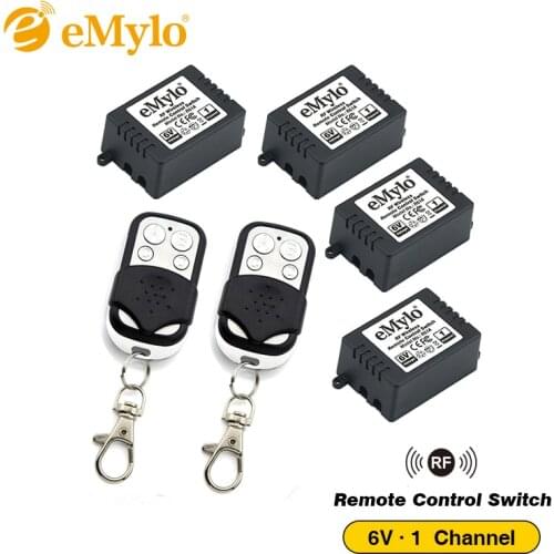 EMylo RF 5V 6V Smart Switch Wireless Remote Control Light Switch 433Mhz 2X Black&White Color Transmitter 4X 1-Channel Relays 433