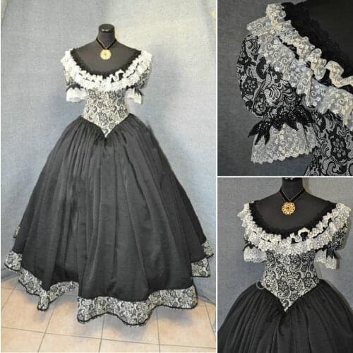 History! Customer-made 19 Century Vintage Victorian Dresses 1860s Civil War Southern Belle Gown Cosplay dresses US4-36 C-559