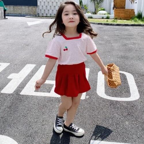 Printed Two Pieces Clothing Set for Children 2021 Short Sleeve Shirt and Shorts Suit Casual Summer Tracksuit Girls Cotton Sets