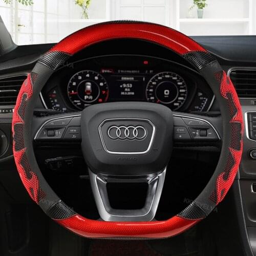 Carbon Fiber Leather Sport Car Steering Wheel Cover Non-slip for Audi A1 A3 A4L A6L A3 Q2L Q3 Q5L Q7 A5 A7 TT Auto Accessories
