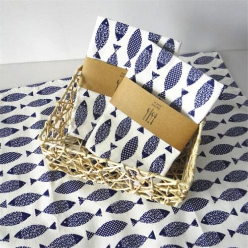 Kitchen Towels Dining Table Napkins Light Blue Fish Mediterranean Fish Printing Cloth Restaurant Napkins For Wedding