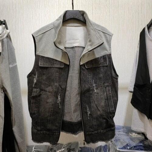New Fashion Women Patchwork Denim Sleeveless Jacket Autumn Outwear Vest Jean Coat Casual Streetwear Loose Fit Cowboy Waistcoat