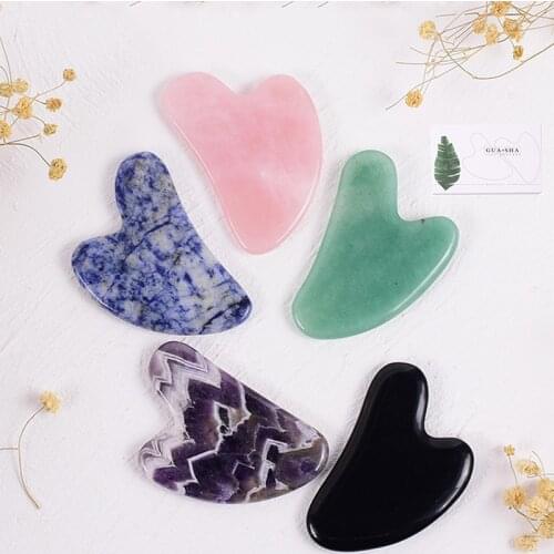 Natural Jade Face Massager For Gua Sha Scraper Facial Eye Massager Care Facial Skin Lifting Devices Pink Crystal Gua Sha Boards