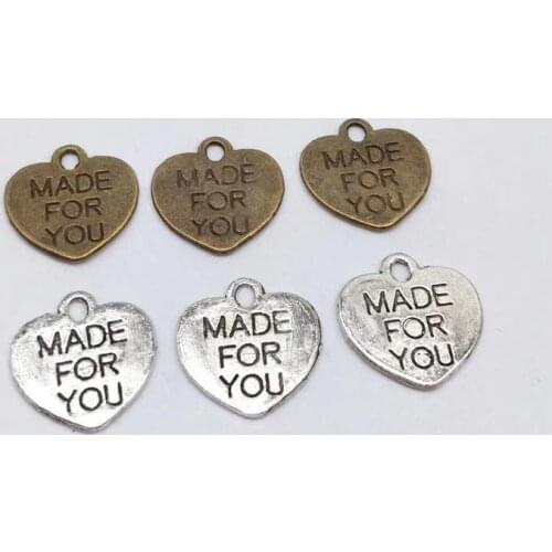Fashion 30 pcs Heart tag pendants fit DIY handmade necklace bracelet charms Jewelry Making finding