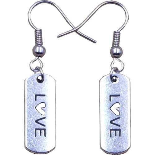 Fashion Unique Antique Lettering Board Retro Inspiring Words Love I Can Alloy Earrings Women Female Birthday Gift AJ059-073