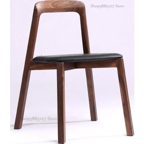 North American Black Walnut Solid Wood Dining Chair 02 Dining Table And Chair Combination Lounge Chair Modern Minimalist Furnitu