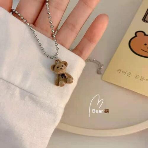 INS Personality Design Wild Trend Teddy Bear Necklace Simple Cool Handsome Cute Clavicle Chain Female Suitable For Party Dance