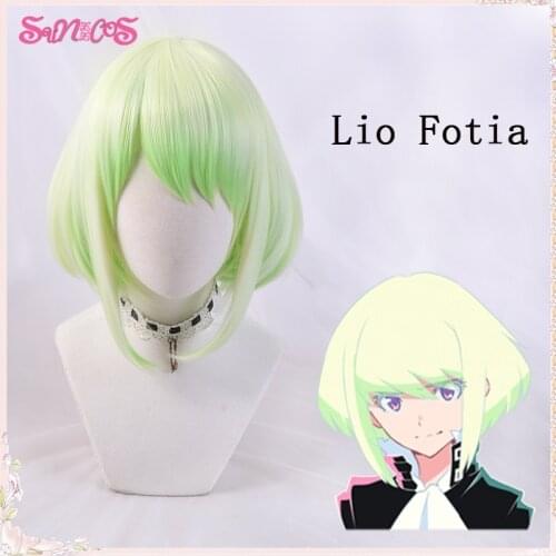 Anime PROMARE Lio Fotia Cosplay Wigs Women Green Hair Mad Burnish Hair Heat Resistant Synthetic Halloween Free Wig Cap