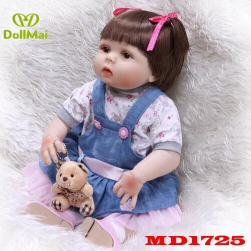 Full silicone reborn baby dolls girl body newborn babies alive 22"55cm child DIY bebe doll reborn can bathe boneca