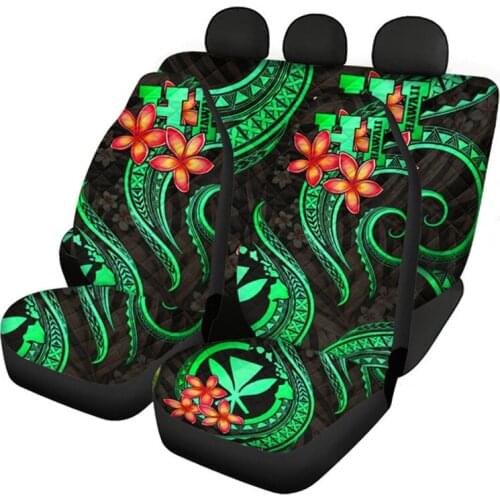 Green Car Seat Cover Full Set Poluneisan Floral Design Universal Car Accessories Soft Dustproof Auto Interior Seat Case
