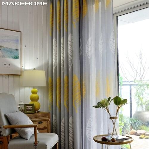 MAKEHOME American style Leaves Semi Blackout Curtains for bedroom Living Room Kitchen Cortinas Printed Pastoral Style Window