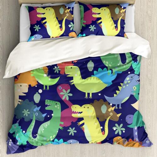 Upetstory Family Bedroom Cute Dinosaur Pillow Cases in Bed and Home Comfort Bedroom Bedclothes Soft Bedding Sheets King Size