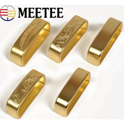Meetee 35-40mm Pure Copper Belts Loop Solid Brass Mens O D Ring Belt Buckle DIY Leather Craft Hardware Metal Accessories