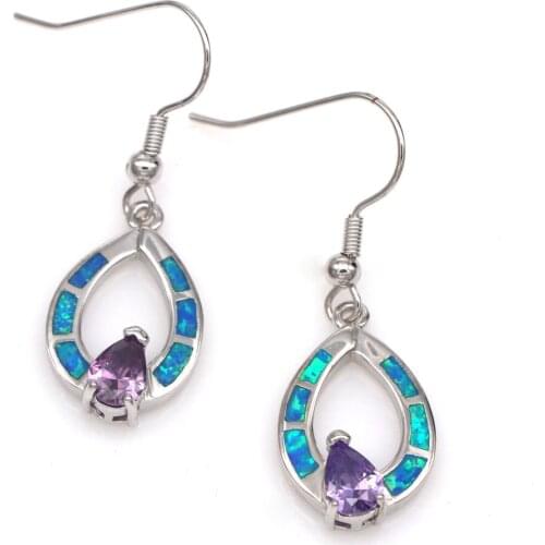 RH0122 New womens water drop blue opal dangle earrings new fashion hot brand top quality womens fashion jewelry