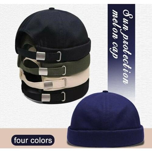 Men Women Retro Dome Melon Brimless Beanie Cap Skullcap Sailor Cotton Mechanic 6 Trendy Color Panels Docker Hat Casua Q2M8