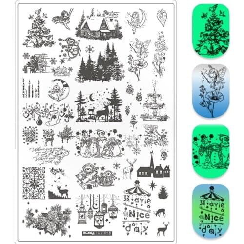 Big Size Christmas Halloween Nail Stamp Plates Xmas Nai Art Stamping Stainless Steel Artist Simple Stamping Template Stencils