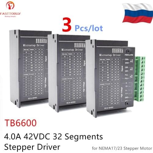 Free shipping 3pcs TB6600 Upgraded Version 0.5-4.0A 9-42VDC 32 Segments NEMA17/23/34 Stepper Motor Driver