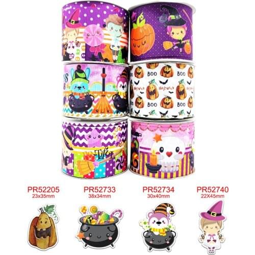 DIY craft supplies Halloween printed grosgrain ribbon, satin ribbon 50 yards, planar resins 30 pieces. 42950