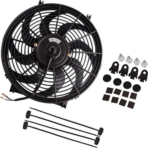 Universal 14" Curved Electric Engine Radiator Cooling Fan with Mounting Kit