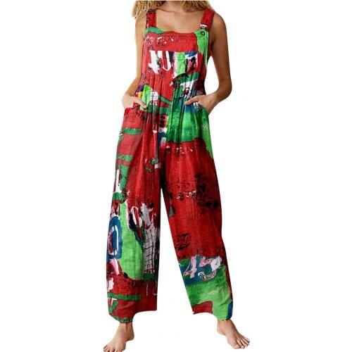 Women Jumpsuits 2021 Slacks Vintage Breathable Women Floral Print Jumpsuits Summer 2 Piece Set Casual Clothes