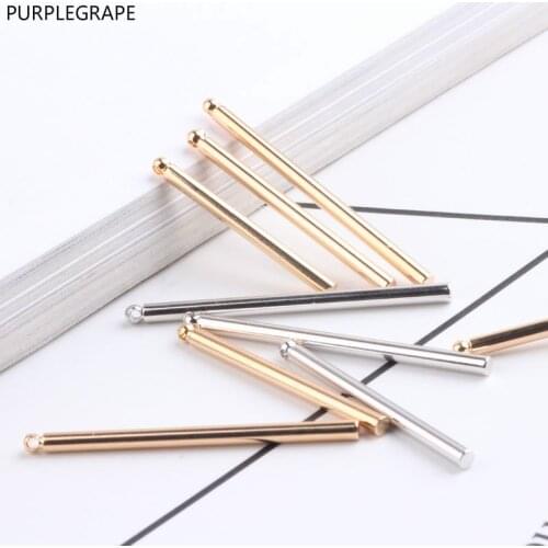 PURPLEGRAPE Copper plated 18k gold color DIY jewelry accessories cylindrical long stick ear clip earrings material 10pcs