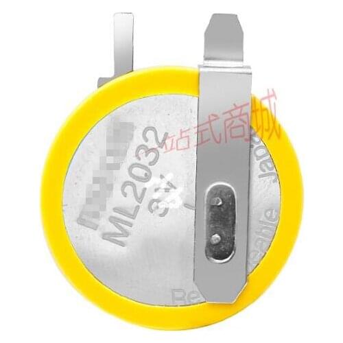 10PCS Japan ML2032 Button 3V Rechargeable Battery Replace CR2032 3V Battery Solder Leg Spot