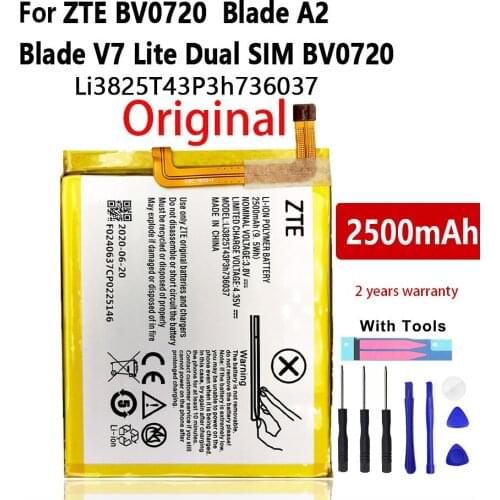 100% Genuine Li3825T43P3h736037 Battery For ZTE BV0720 / ZTE Blade A2 / ZTE Blade V7 Lite Dual SIM Phone 2500mAh Batteries+Tools