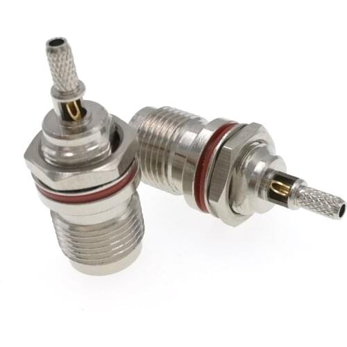 100PCS TNC Female Window jack With O-ring Bulkhead Panel Nut Crimp for RG316 RG174 RG179 LMR100 Cable plug