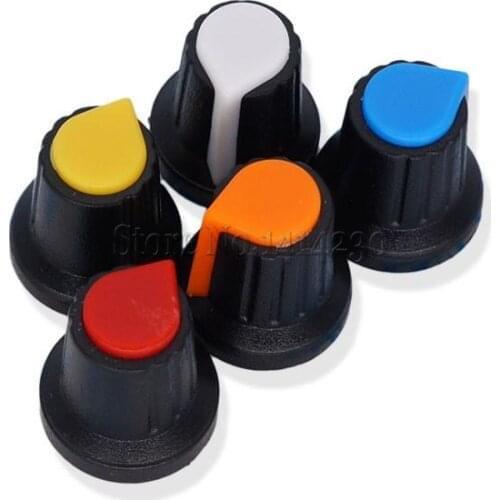 1000Pcs WH148 Potentiometer Switch knob Cap Plastic Knob Plum Handle 15X17mm AG2 Handle 6MM BLACK RED YELLOW ORANGE WHITE
