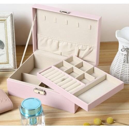 2 Big Layers Jewelry Box Necklace Ring Earrings Holder Jewelry Casket Organizer Jewelry Organizer Display Travel Case Boxes