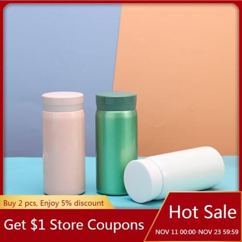 200ML/300ML Mini Vacuum Flask Female Portable Small Childrens Pocket Solid Color Small Water Cup Vacuum Flask Small Capacity