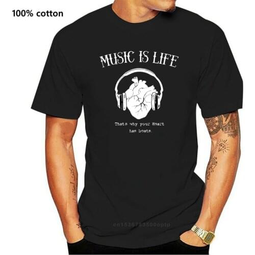 2019 Summer Tee Shirt Club T-Shirt Men Techno Music Life Heart Headphones DJ Dub House Party Gift O-Neck T-shirt