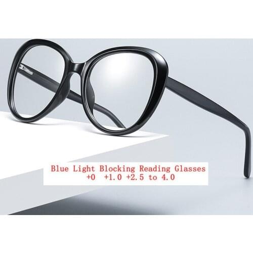 Oversized Fashion Cat Reading Glasses Women Round High Quality Blue Light Blocking Presbyopic Glasses for female +0.5 0.75 NX