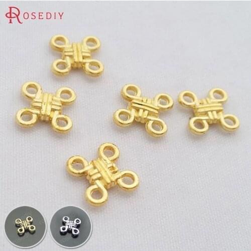 29158)50PCS 11x11MM Gold Color Plated Zinc Alloy Chinese Knot Connect Charms Diy Jewelry Findings Accessories Wholesale